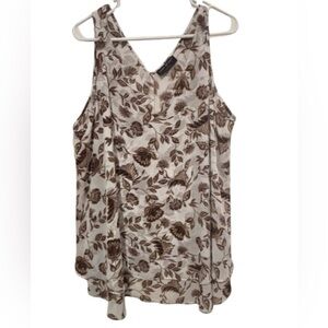 Lane Bryant Floral Print Sleeveless Tank Top - Brown on white